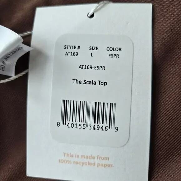 NWT Andie Swim The Scala Top Strapless Bandeau V Wire Bikini Top L Espresso - Picture 9 of 15